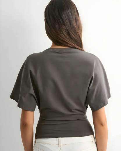 Lina™ | Ronde Hals Top met Brede Mouwen