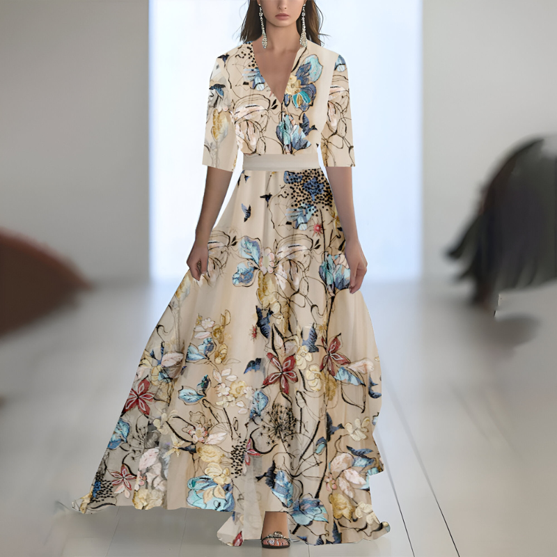 Tess™ | Lange Jurk met Bloemenprint