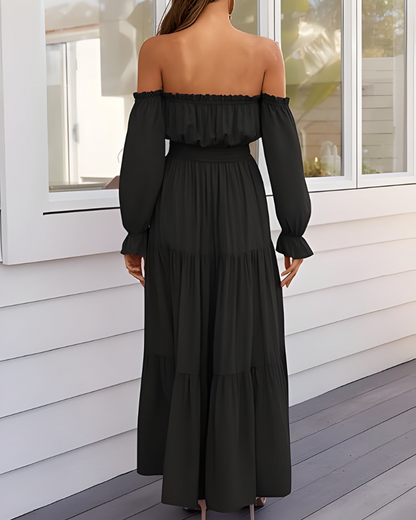Elisa™ | Off-shoulder maxi-jurk met hoge split