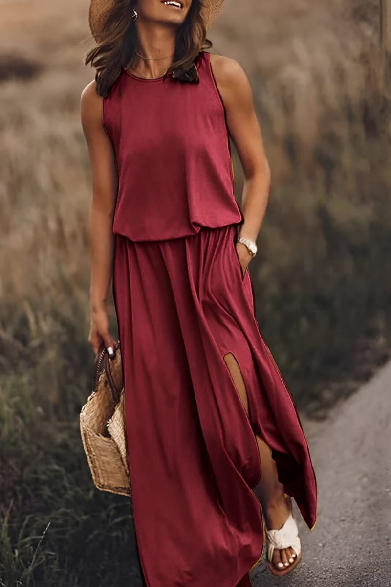 Sophie™ | Elegante Mouwloze Maxi Jurk met Tailleband
