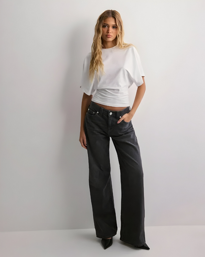 Lina™ | Ronde Hals Top met Brede Mouwen