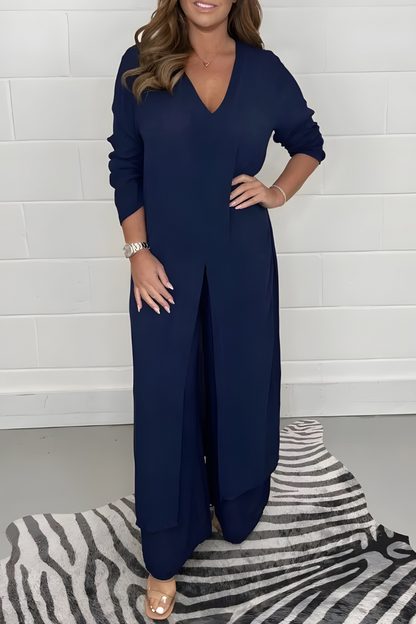 Michelle™ | Korte mouwen top + wijde broek