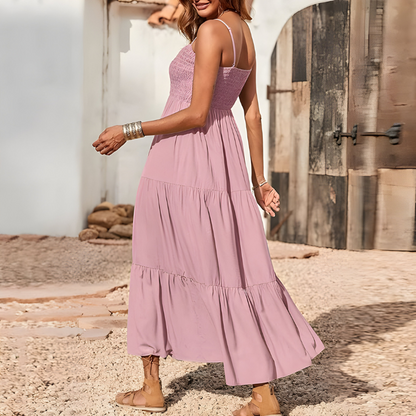 Rosa™ | Luchtige midi-jurk met gesmokte top