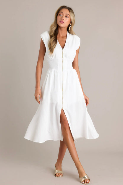 Lara™ | Elegante midi-jurk met ritssluiting en split