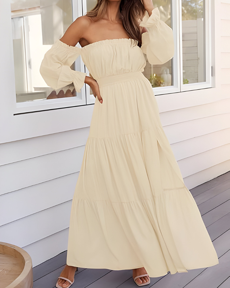 Elisa™ | Off-shoulder maxi-jurk met hoge split