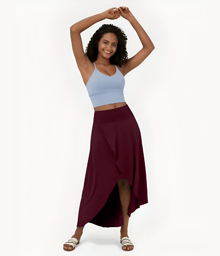 Elise™ | 2-in-1 sneldrogende casual midi rok met hoge taille en lage ruches