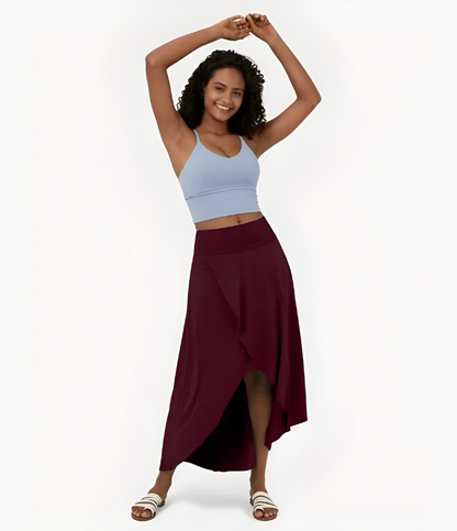 Elise™ | 2-in-1 sneldrogende casual midi rok met hoge taille en lage ruches