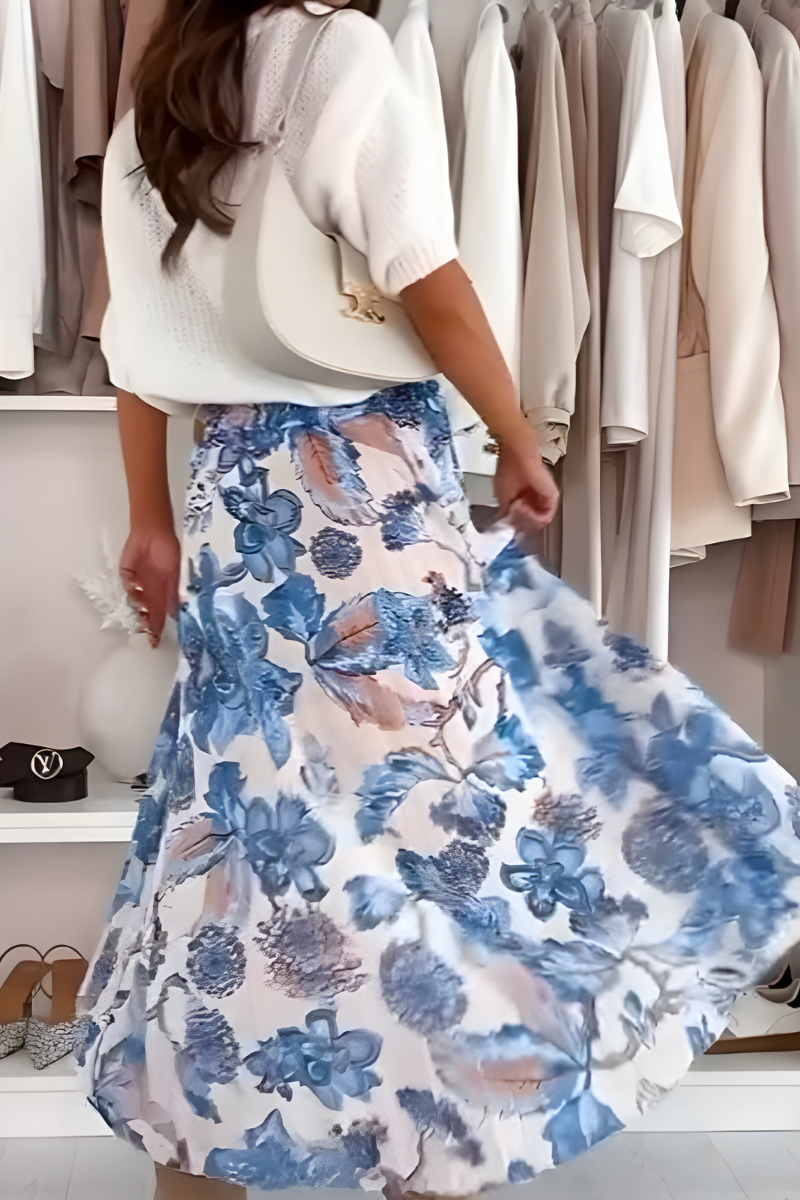 Nina™ | Comfortabele Bloemenjurk & Gebreide Trui