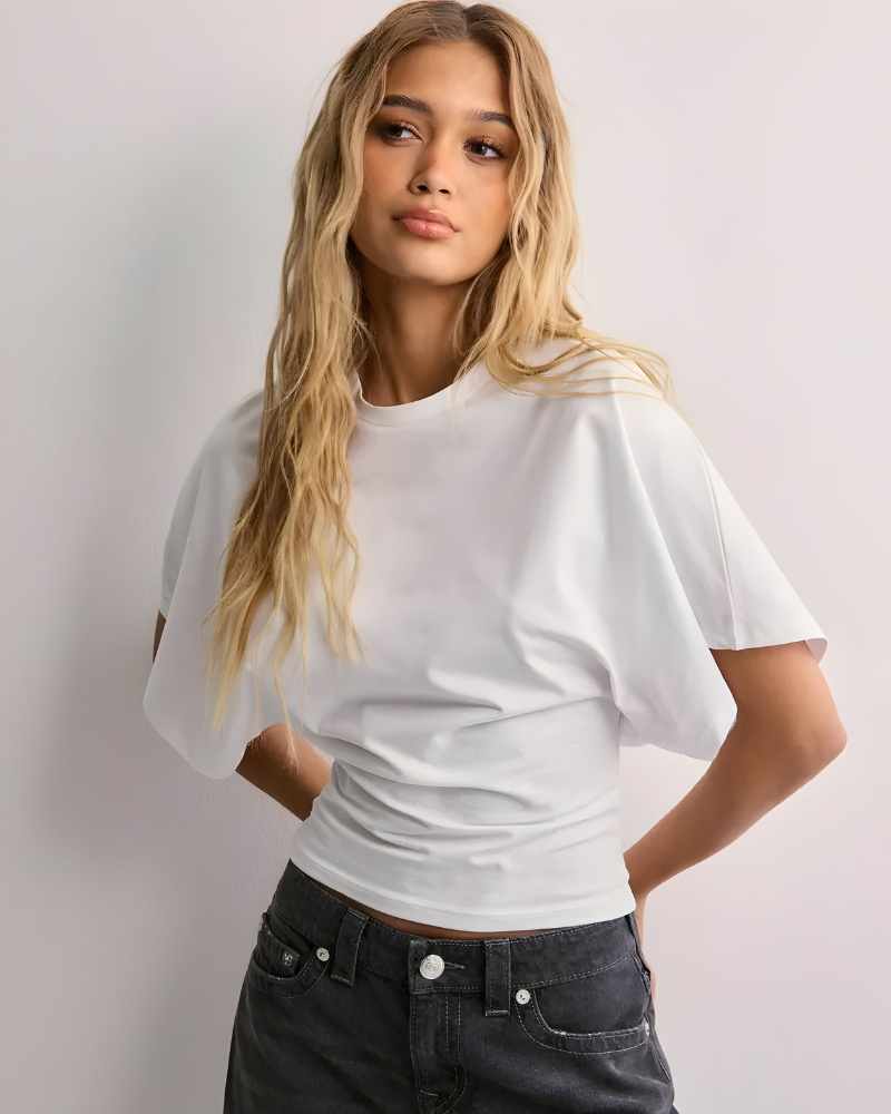 Lina™ | Ronde Hals Top met Brede Mouwen
