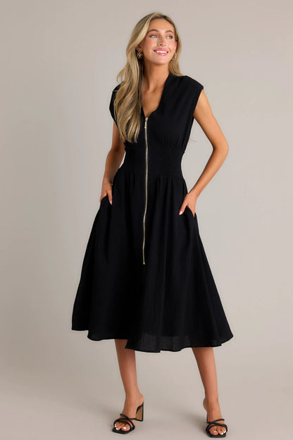 Lara™ | Elegante midi-jurk met ritssluiting en split