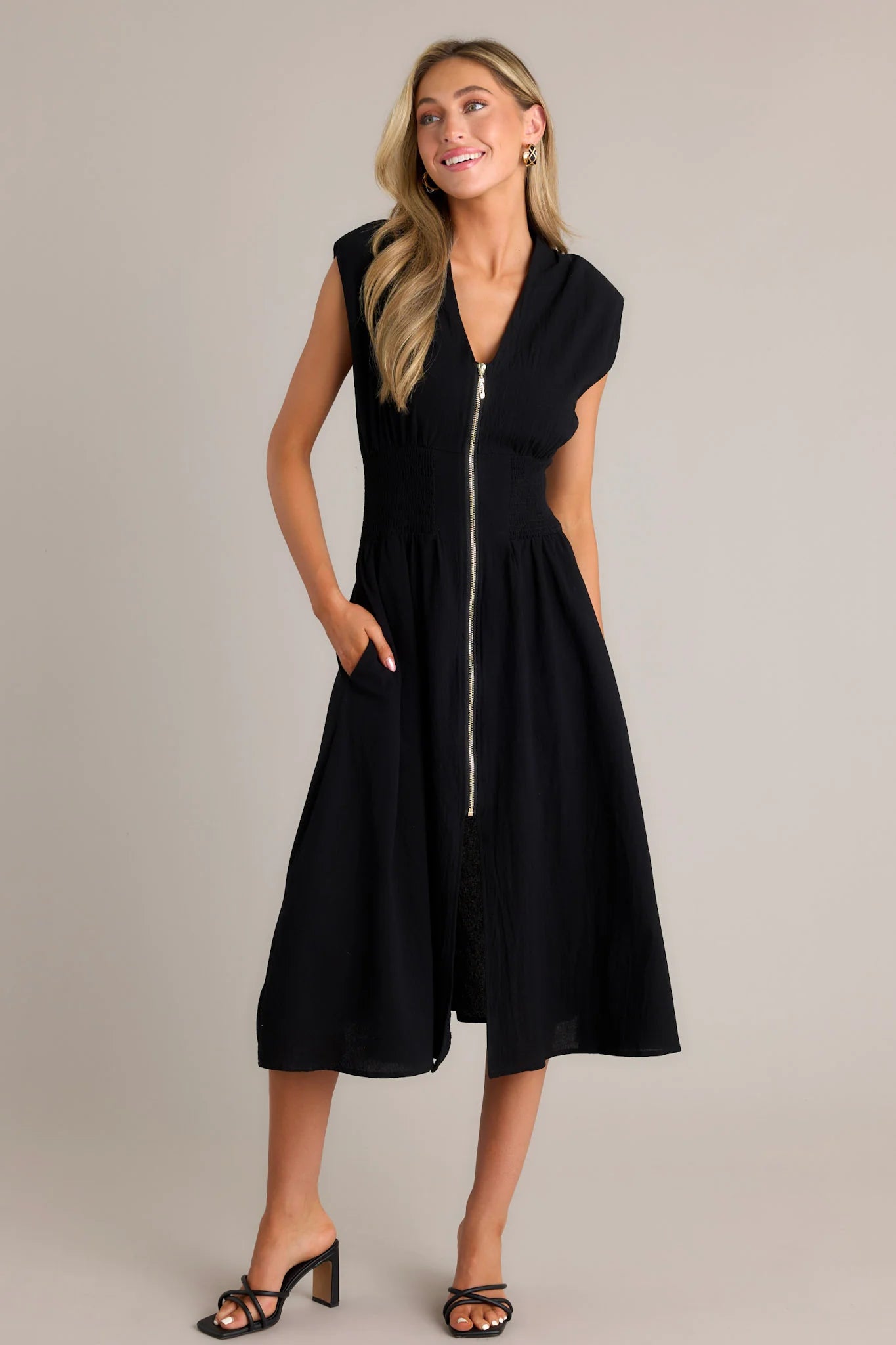 Lara™ | Elegante midi-jurk met ritssluiting en split