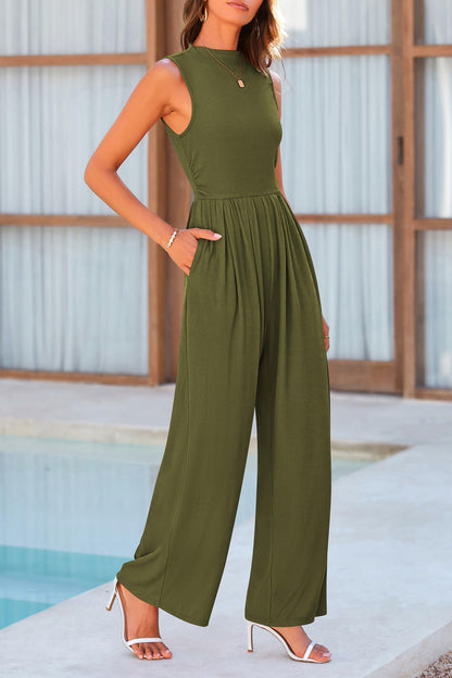 Noah™ | Elegante Mouwloze Jumpsuit met Hoge Taille