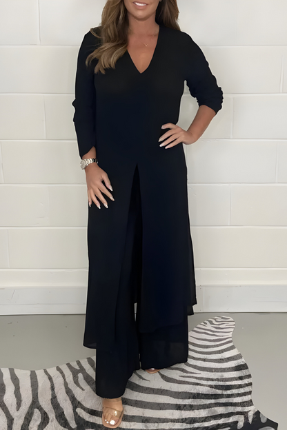 Michelle™ | Korte mouwen top + wijde broek