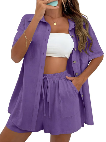 Noé™ | Luchtige co-ord set met blouse & shorts