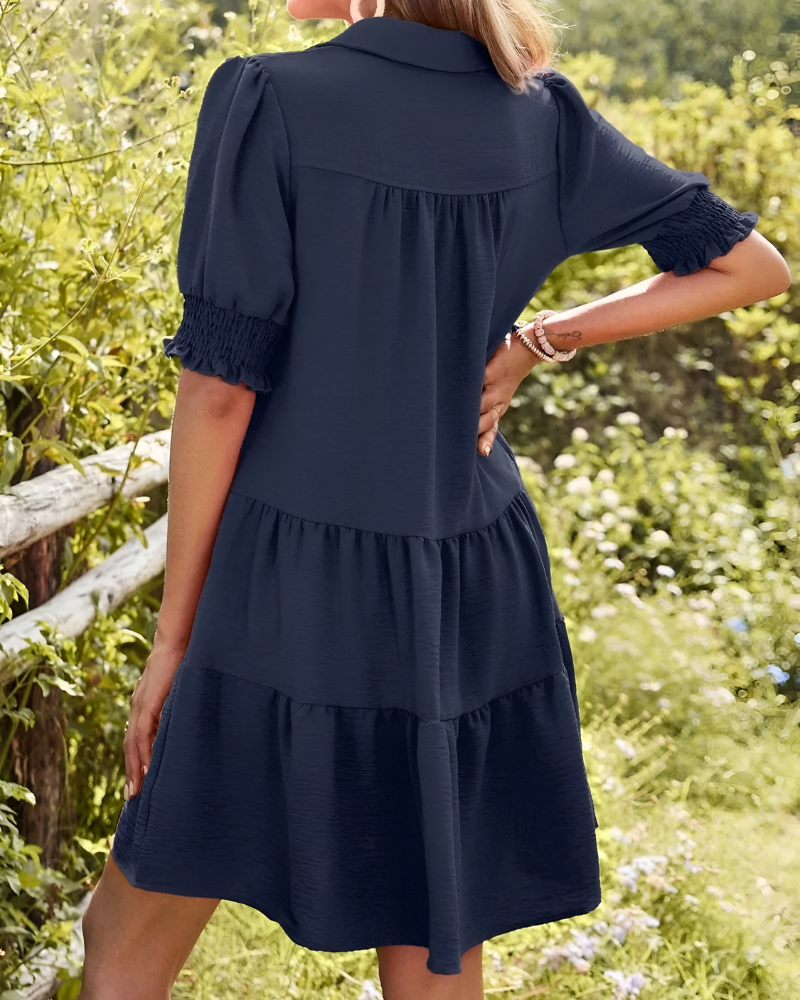 Nola™ | Casual korte jurk met V-hals en rufflemouwen