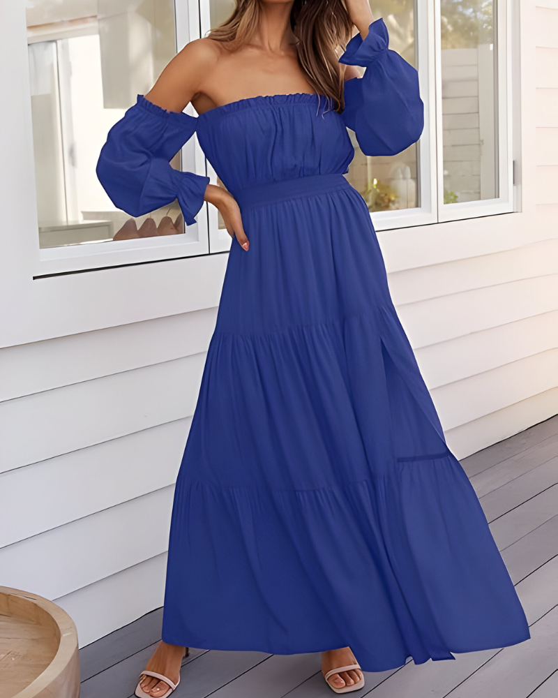 Elisa™ | Off-shoulder maxi-jurk met hoge split