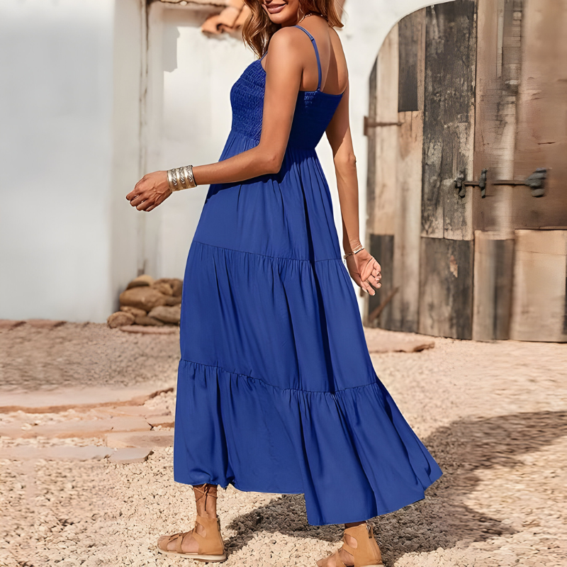 Rosa™ | Luchtige midi-jurk met gesmokte top