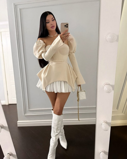 Monic™ | Chique Jurk met Pofmouwen