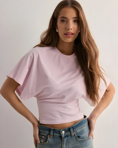 Lina™ | Ronde Hals Top met Brede Mouwen