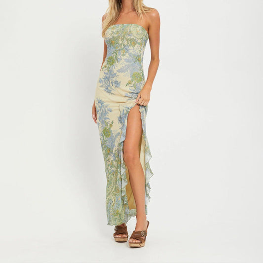 Merel™ | Zachte Bloemen Strapless Jurk