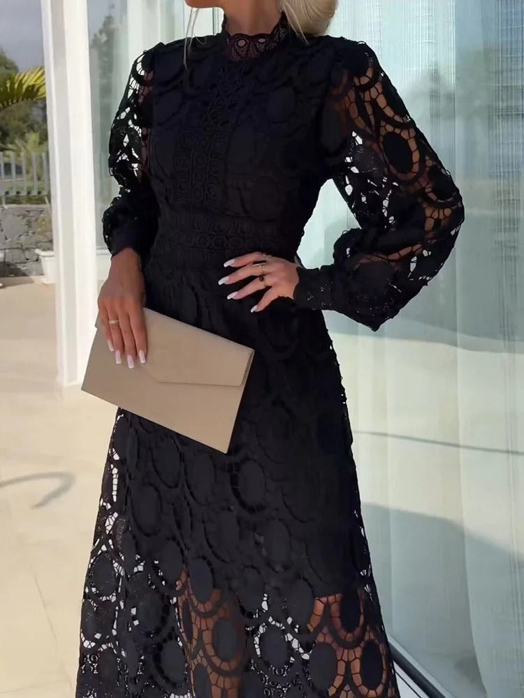 Juul™ | Stijlvolle Midi-jurk van Luxe Kant