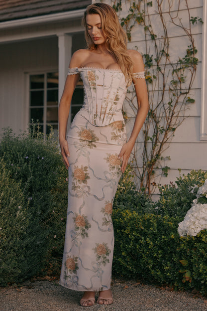 Fien™ | Maxi-jurk met Vintageprint en Korset